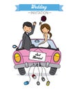 Newlyweds go by car Royalty Free Stock Photo