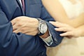 Newlyweds hands Royalty Free Stock Photo