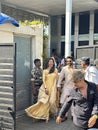 Newlyweds Jackky Bhagnani and Rakul Preet Singh arrive in Mumbai, after their wedding, in India