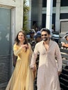 Newlyweds Jackky Bhagnani and Rakul Preet Singh arrive in Mumbai, after their wedding, in India