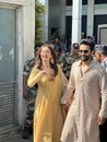 Newlyweds Jackky Bhagnani and Rakul Preet Singh arrive in Mumbai, after their wedding, in India