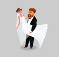 Newlyweds, Just Married Color Vector Illustration