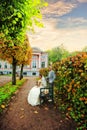 Newlyweds in a manor Royalty Free Stock Photo