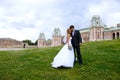 Newlyweds in a park