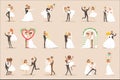 Newlyweds Posing And Dancing On The Wedding Party Set Of Scenes Royalty Free Stock Photo