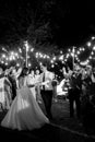 newlyweds at a wedding of sparklers Royalty Free Stock Photo