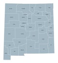 New Mexico, U.S. state subdivided into 33 counties, gray political map Royalty Free Stock Photo