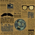 Newpaper with hipster elements Royalty Free Stock Photo