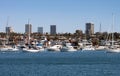 Newport Beach California harbor and city skyline