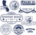 Newport Beach city, CA. Stamps and signs Royalty Free Stock Photo