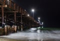 Newport Beach Pier at Night Royalty Free Stock Photo