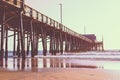 Newport Beach pier in vintage tone Royalty Free Stock Photo