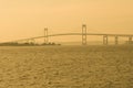 Newport Bridge At Sunset Royalty Free Stock Photo