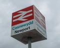 Newport British Rail sign against cloudy sky