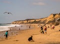 Newport Coast, California - October 8, 2018: A landscape view of the beach and large cliff at Crystal Cove in Newport Coast,