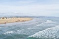 Newport harbor beach with waves Royalty Free Stock Photo