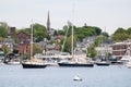 Newport Harbor and View of St. Mary`s Church Royalty Free Stock Photo