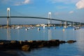 Newport Pell Bridge crosses the Narraganset Bay Royalty Free Stock Photo