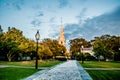 Newport rhode island city streets in the evening Royalty Free Stock Photo