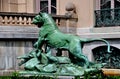 Newport, RI: Lion Statue at The Elms Mansion Royalty Free Stock Photo