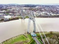 Newport Transporter Bridge by Drone, South Wales Royalty Free Stock Photo