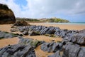 Newquay beach Cornwall uk towards the harbour Royalty Free Stock Photo