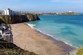 Newquay beach North Cornwall UK in spring with blue sky and sea Royalty Free Stock Photo