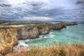 Newquay coast view Cornwall England UK with sea and clouds in HDR