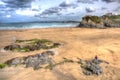 Newquay Towan beach North Cornwall England UK like a painting in HDR Royalty Free Stock Photo