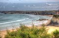 Newquay Towan beach North Cornwall England UK like a painting in HDR Royalty Free Stock Photo