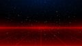 Newretrowave sci-fi red laser perspective grid background in starry space. Retrofuturistic cyber laser landscape.