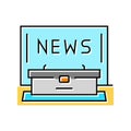 news anchor desk media color icon vector illustration