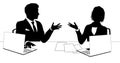 News Anchors Business People at Desk Silhouette