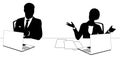 News Anchors Business People at Desk Silhouette