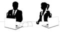 News Anchors Business People at Desk Silhouette