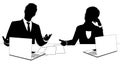 News Anchors Business People at Desk Silhouette