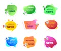 News badge set with megaphone. Promotion banners, label with text bulb, breaking, hot, latest new