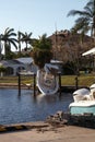 NEWS Ã¢â¬âBoat pushed on land during Hurricane Ian storm surge flooding in Naples, Florida Royalty Free Stock Photo