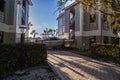 NEWS Ã¢â¬â Boat wreck perched on land behind gates after storm surge flooding during Hurricane Ian in Naples, Florida Royalty Free Stock Photo