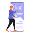 News cartoon smartphone vector app screen