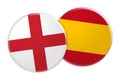 England Flag Button On Spain Flag Button, 3d illustration on white background Royalty Free Stock Photo