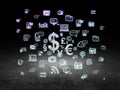 News concept: Finance Symbol in grunge dark room Royalty Free Stock Photo