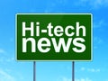 News concept: Hi-tech News on road sign background Royalty Free Stock Photo