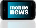 News concept. smartphone with text mobile news on display. Mobile phone Royalty Free Stock Photo