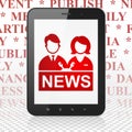 News concept: Tablet Computer with Anchorman on display Royalty Free Stock Photo