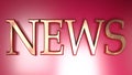 NEWS in copper letters on red metallic surface - 3D rendering illustration