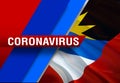 NEWS of coronavirus COVID-2019 on Antigua and Barbuda country flag background. Deadly type of corona virus 2019-nCoV. 3D rendering Royalty Free Stock Photo