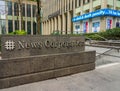 News Corporation sign at headquarters building in New York City