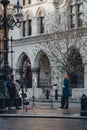 News crew in front of Royal Court of Justice, London, UK