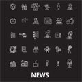 News editable line icons vector set on black background. News white outline illustrations, signs, symbols Royalty Free Stock Photo